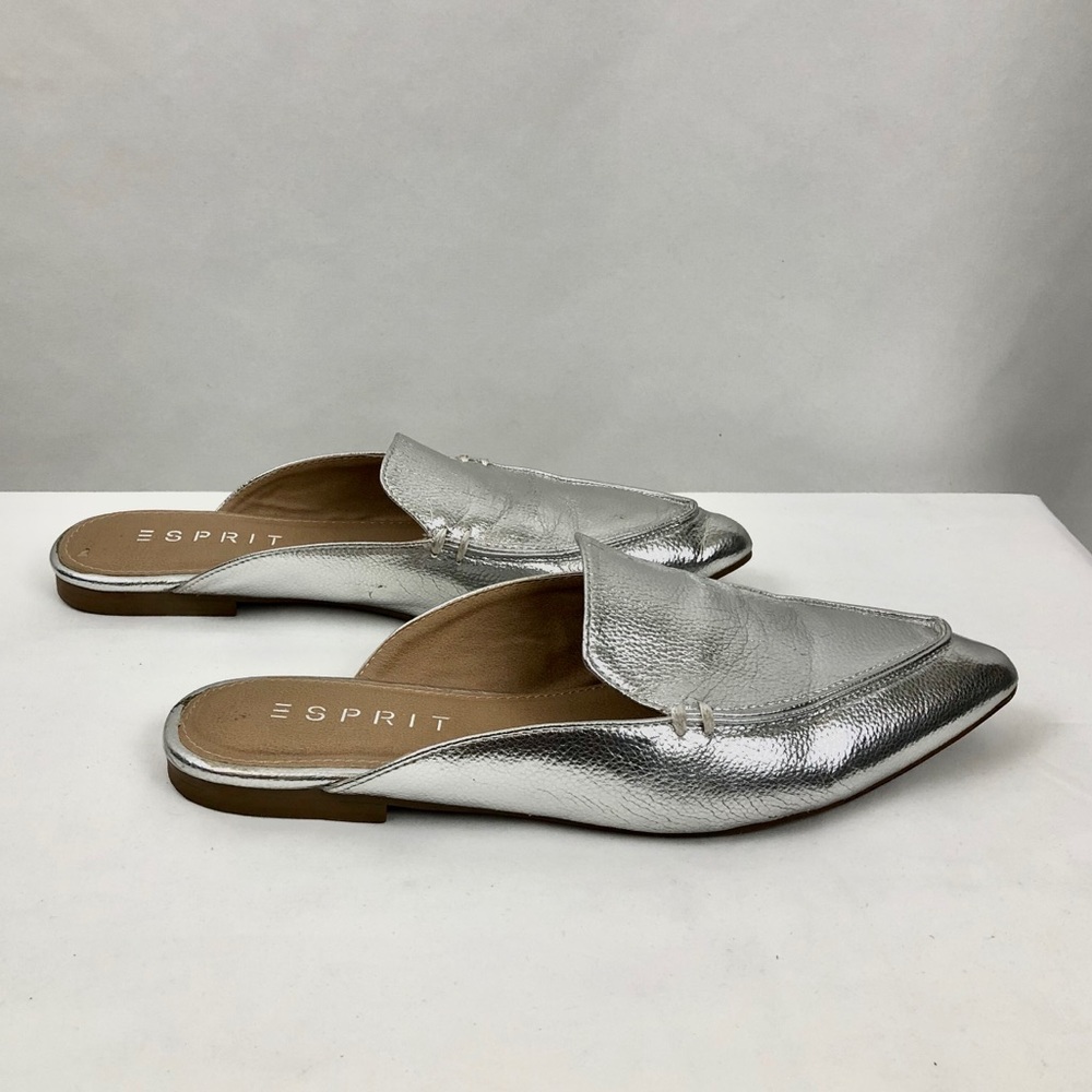 Silver Backless Loafers
